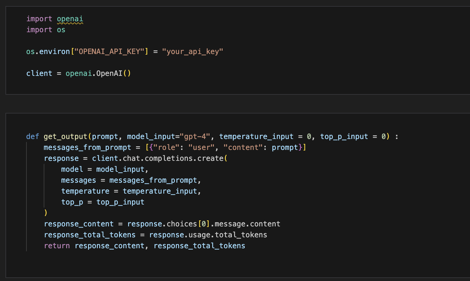Connecting an OpenAI API key for the grant proposal tool