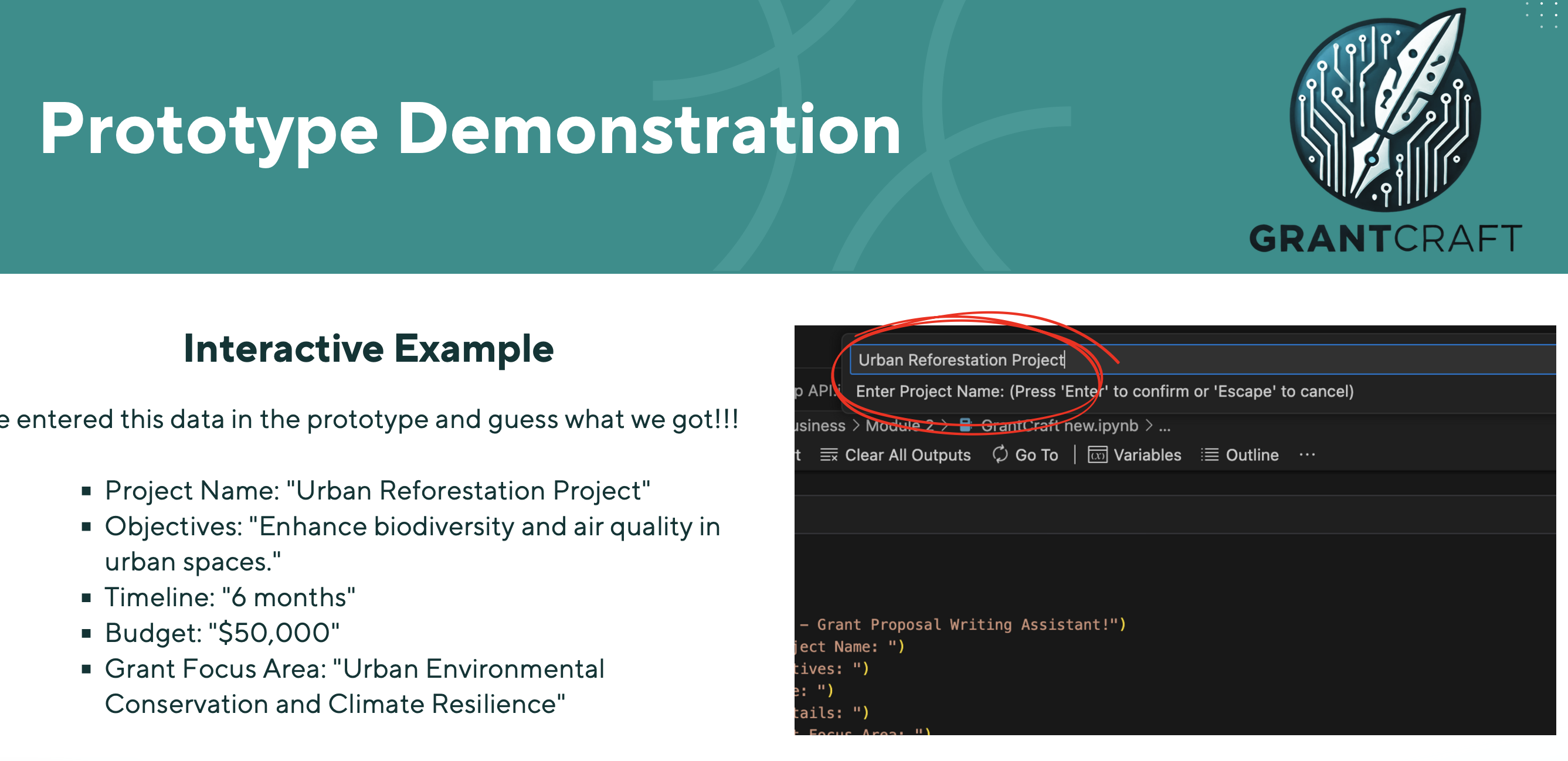 Prototype demonstration of the grant proposal assistant